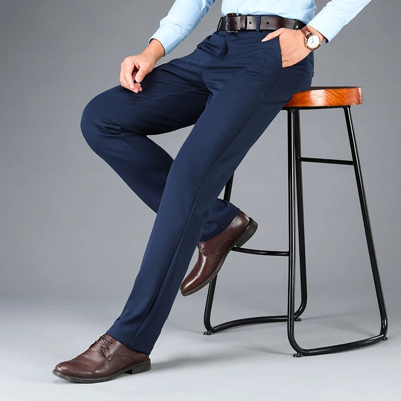 Spring Autumn Men's Casual Business Suit Pants Sports Stretch Suit Pants  Male Trousers Big Size Loose Straight Dress Pants