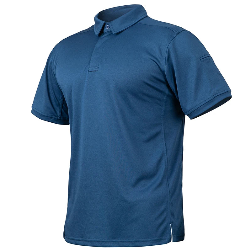 Men's Short Sleeve Tactical Shirt Casual Performance Lightweight Polo Shirt Summer Outdoor Fishing Hiking Golf Shirt USA Size