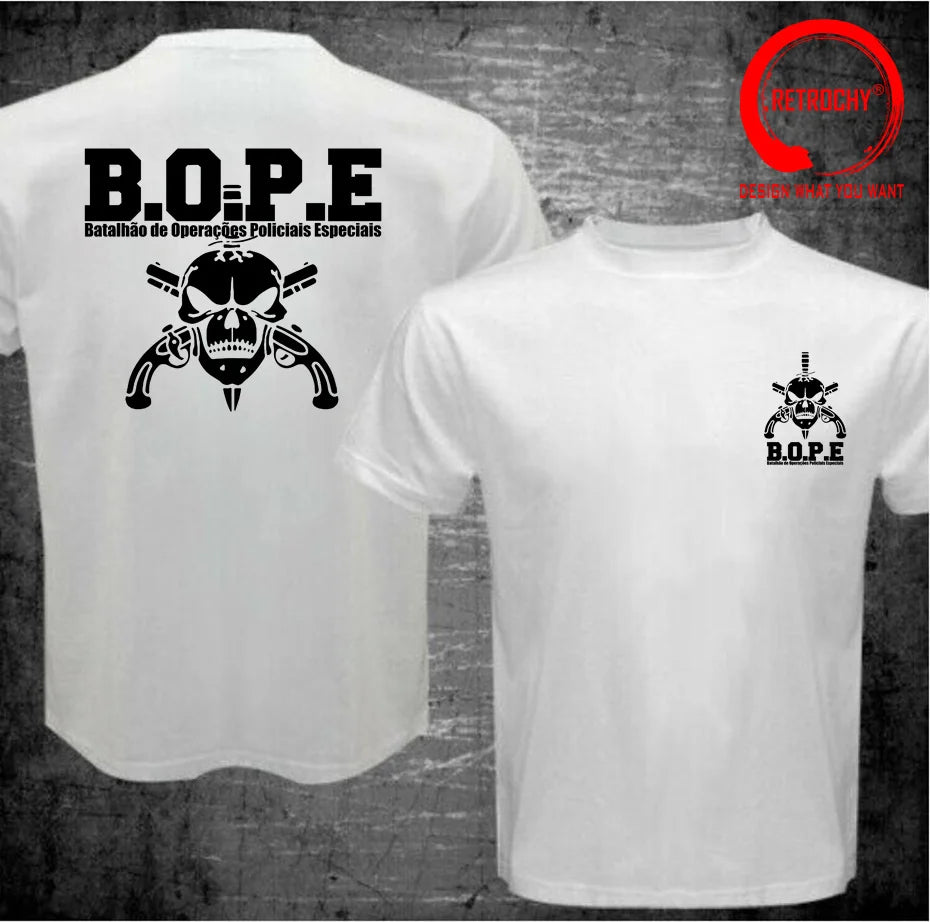 Brazil BOPE Elite Special Force T Shirt Black Beige White Cotton O-Neck Summer Short Sleeve Casual Mens T-shirt Plus Size S-6XL
