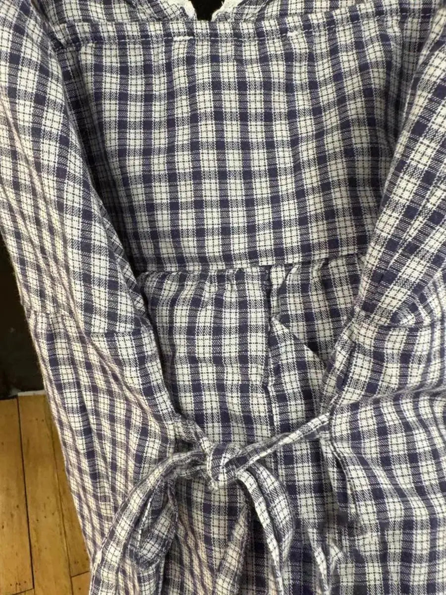 Navy Plaid Tank Shorts 2 Piece Sets Woman Lace Trim Buttons Lace-up Camis+Drawstring Sweatshorts Vintage Sweet Home Cotton Set