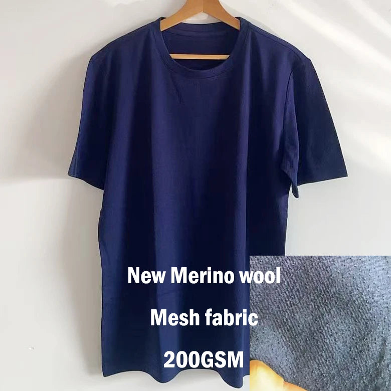 100% Superfine Merino Wool T shirt Men Base Layer Merino Shirt Wicking Breathable Quick Dry Anti-Odor No-itch USA Size