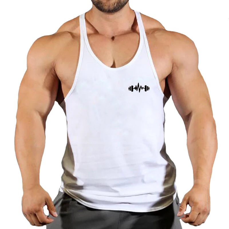 Brand Gym Stringer Tank Top Men Bodybuilding Clothing Cotton Sleeveless Shirt Man Fitness Vest Singlet Sportwear Workout Tanktop