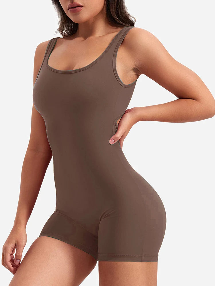 2024 Summer New Women's Yoga One Piece One Piece Vest Sleeveless One Piece Sports Shorts Fitness Sports One Piece