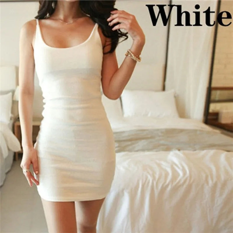 Women Sexy White Dress 2024 Summer European And American Bodycon Sleeveless Tight Hip Evening Party Solid Strappy Mini Dresses