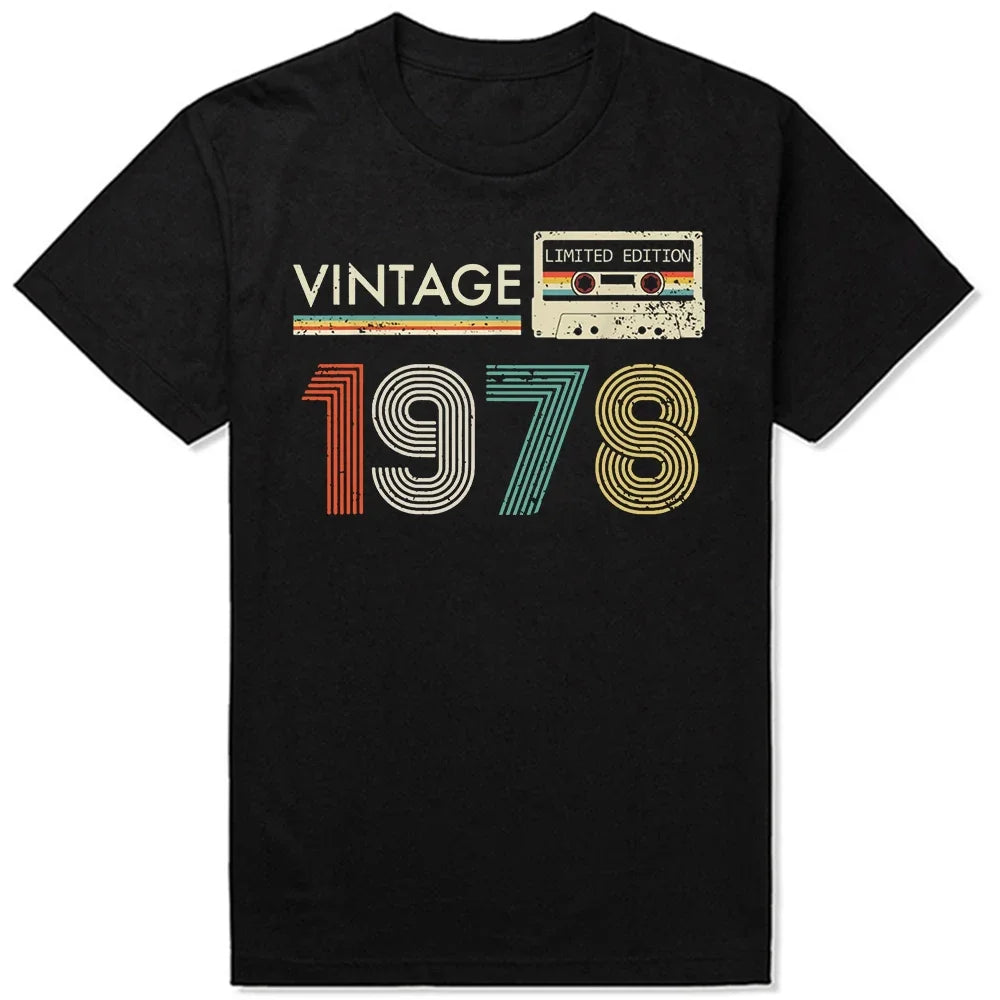 Classic 1978 Vintage Birthday Cassette Est 1978 Edition T Shirts Summer Graphic Cotton Streetwear Short Sleeve Gifts T-shirt