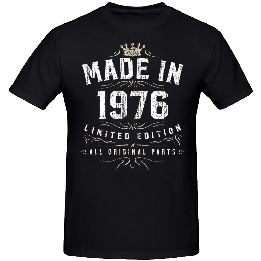Funny Made In 1976 All Original Parts Birthday 1976 Limited Edition T Shirts Streetwear Short Sleeve Birthday Gifts T-shirt Men