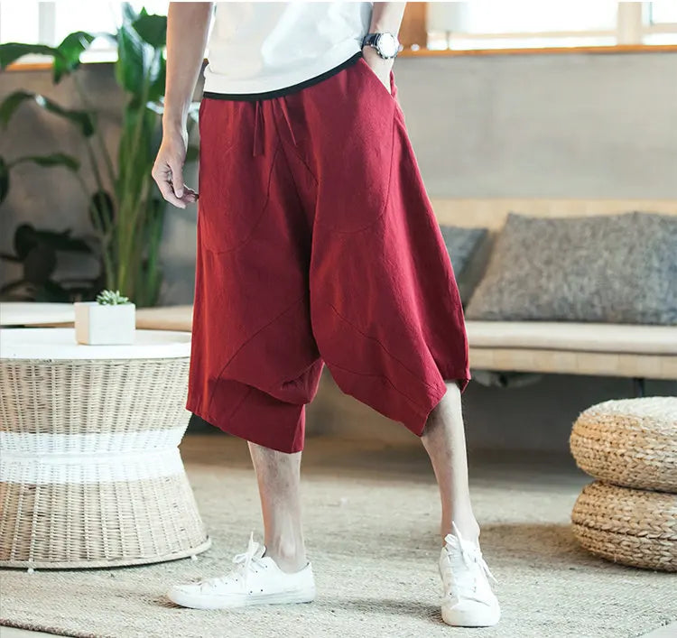 Dropshipping Men Harajuku Harem Pants 2025 Mens Summer Cotton Linen Joggers Pants Male Vintage Korean Style Sweatpants Fashions