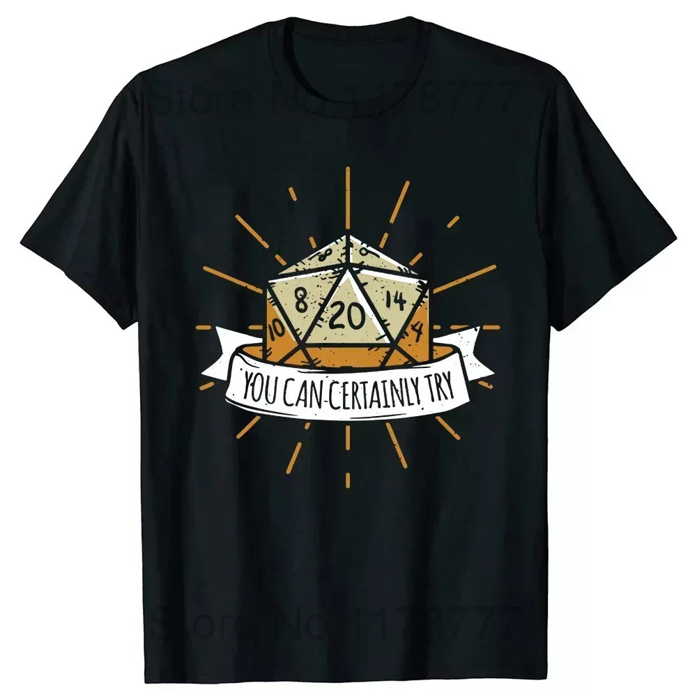 Retro Vintage ADHD&D Roll for Concentration Funny Gamer Dungeons DM RPG Dice Dragon T Shirts Summer Streetwear Gifts T-shirt Men