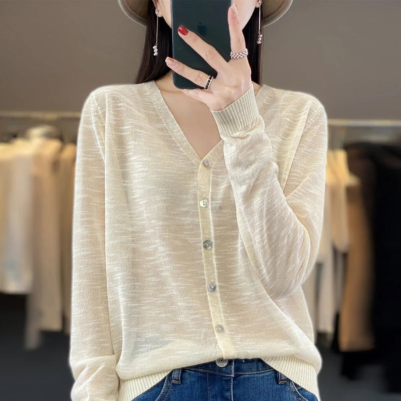 Summer New Women's Floral Yarn Ice Silk Knitted Cardigan Breathable Cool Sun Protection Sexy Cardigan NJR-330