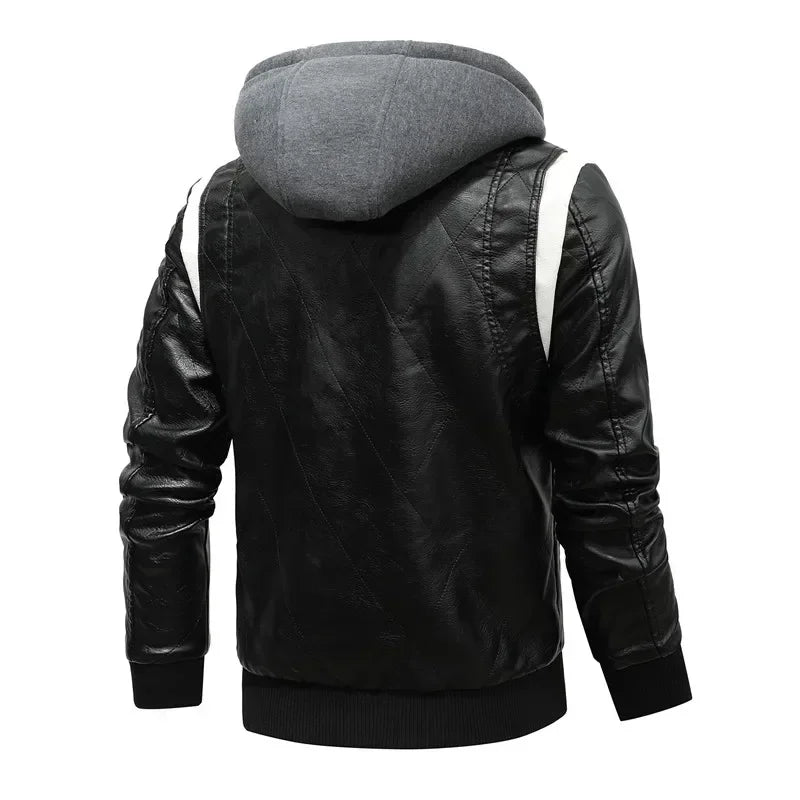 Ryan Gosling Drive Jacket Mens Winter Bomber Leather Jackets Men Scorpion Embroidery Hooded Jacket PU Leather Motorcycle Jacket