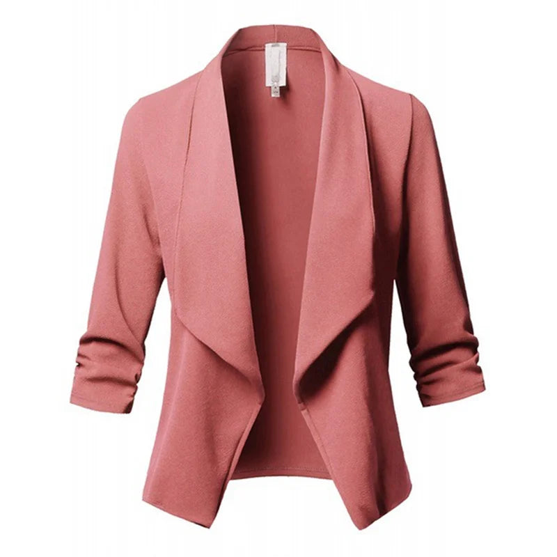 Women Solid Folds PU Leather Button Turn Down Collar Bodycon Working Black Blouse Tops