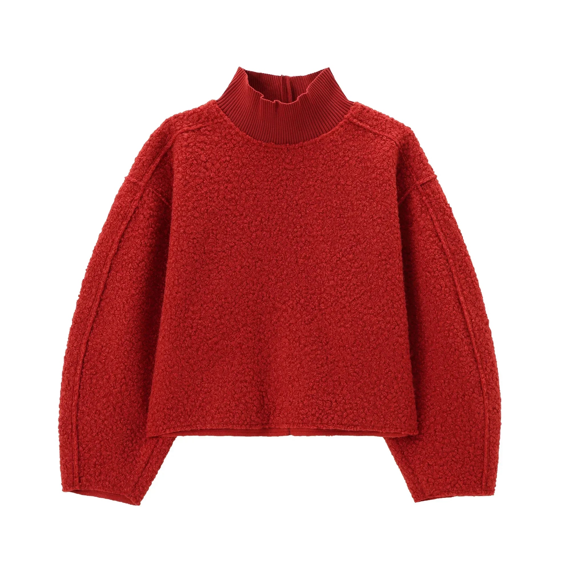 TRAF Women Fashion Autumn Winter 2024 New Loose Solid Color Long Sleeved Stand Collar Pullover Top Chic Female Sweatshirt