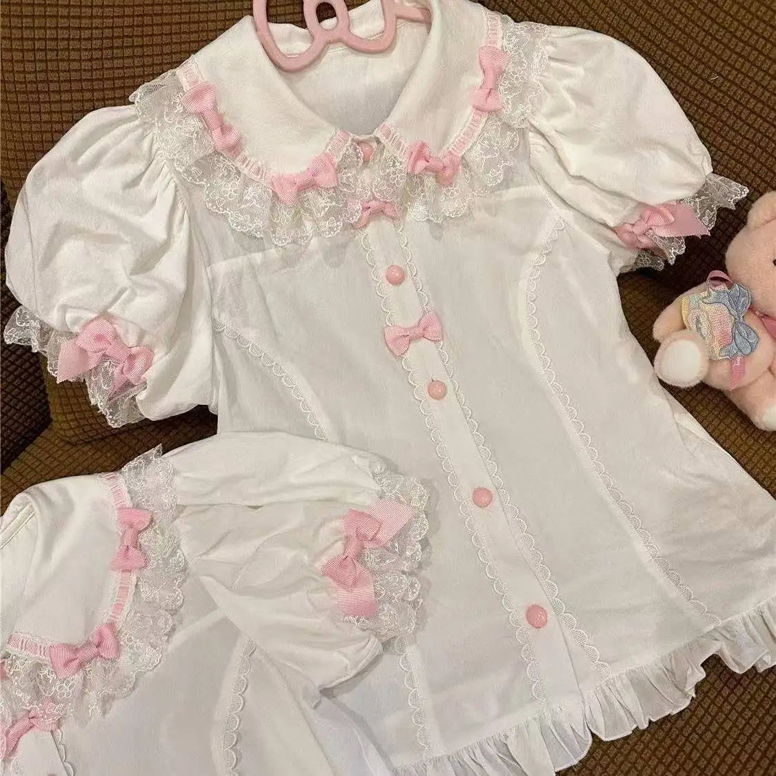 2025 New Summer Kawaii Short Sleeved Blouse Japanese Lolita Cute Sweet Versatile Thin Blusas Women Shirt Princess Party Vestidos
