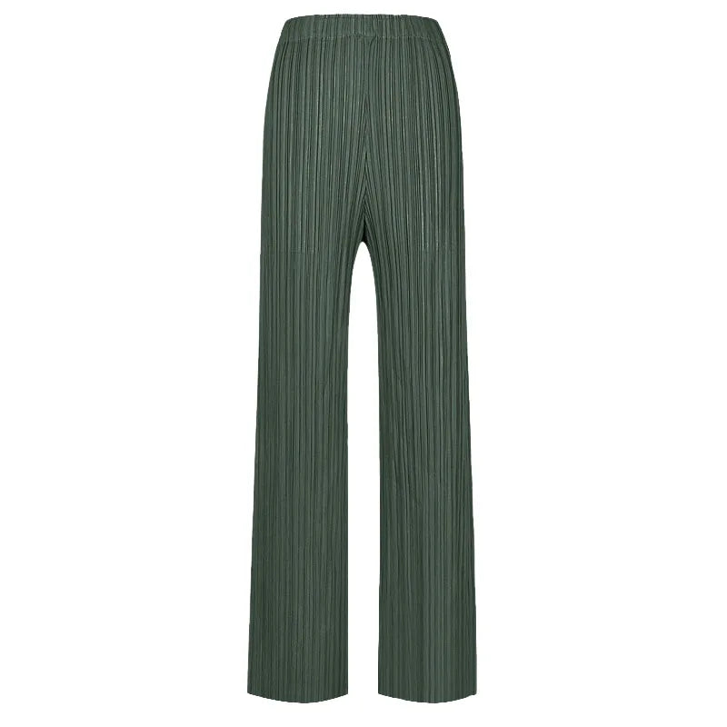 Spring Summer Autumn Women's Casual Elegant Miyake Designer Classical Loose Straight Pleated Pants High Waist Trousers In Stock