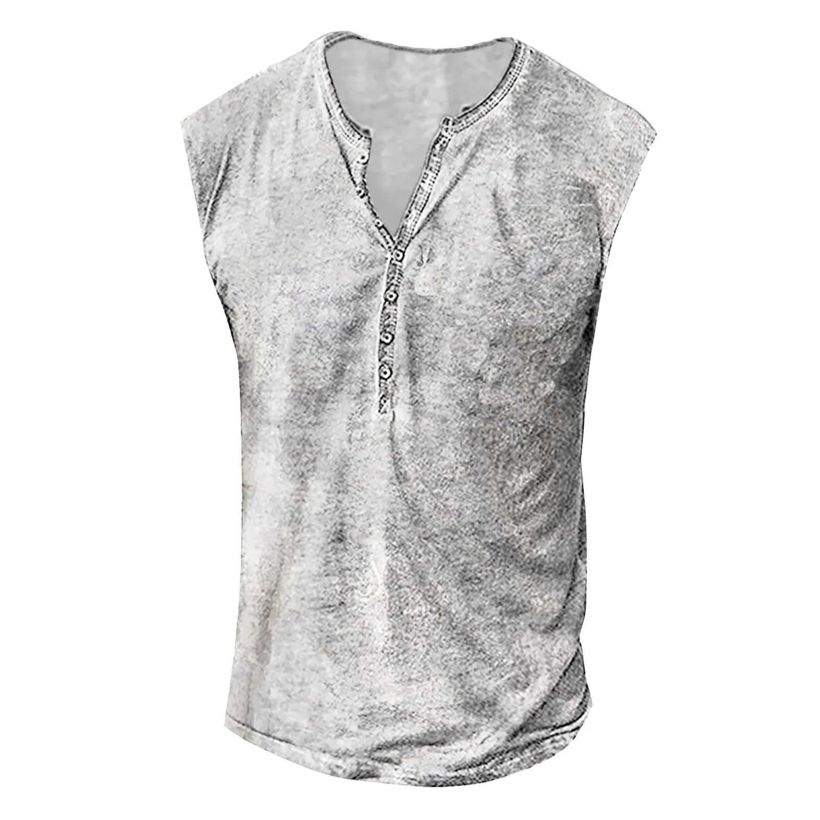Men’s Summer Washed Fabric Surf Beach Cool Top Large Size Casual Breathable Sleeveless Top Loose Printed Tank Top With Buttons