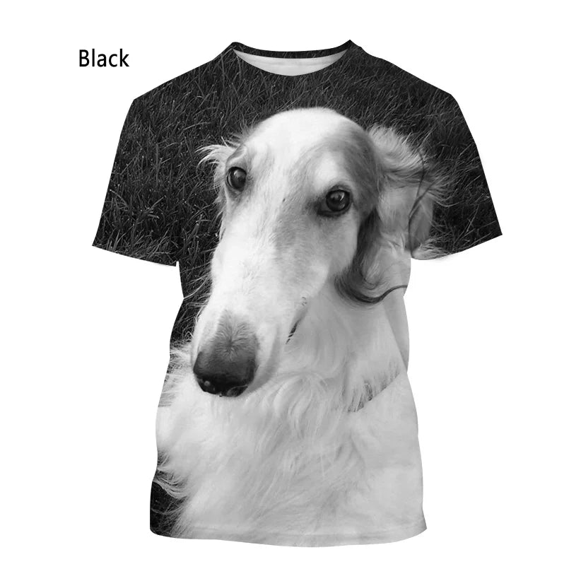 New Fashion Animal Greyhound 3D Printing T-shirt Men's and Women's Summer Casual Short-sleeved Round Neck Dog Shirt Tops