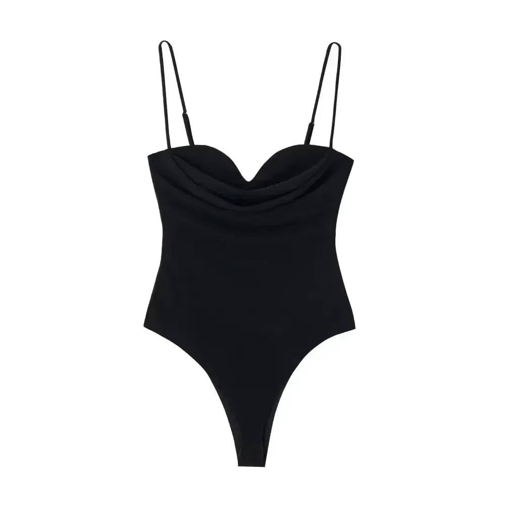 Syiwidii Women Bodysuits Fashion with Sweetheart Neck Draped Vintage Backless Zipper Thin Straps Female Playsuits Mujer 2025 New