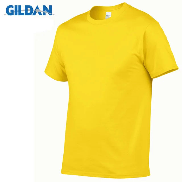 Gildan Brand Summer Casual T-Shirt Men's Short Sleeve Top 100% Cotton Solid Color Sweatshirt Comfortable Breathable Men Clothing