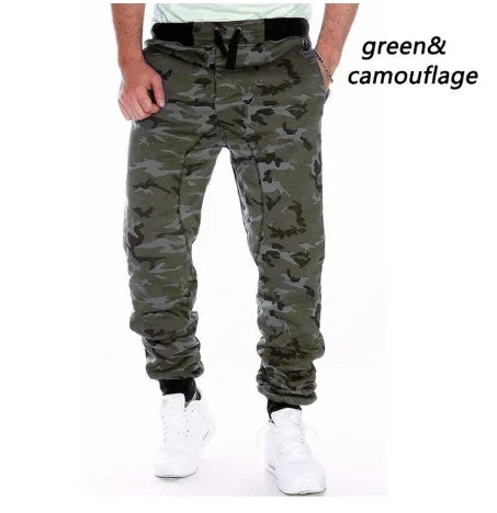 2023 new Running Sweatpants Men Camouflage Elasticity Cargo Pants Drawstring Multi Pockets Bottoms Casual Jogger Trousers