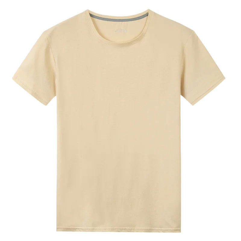 Summer New Men's 100% Cotton T-Shirt Solid Color Soft Touch Fabric Men's Basic Tops Tees Casual Men Clothing Fashion Tops Tees