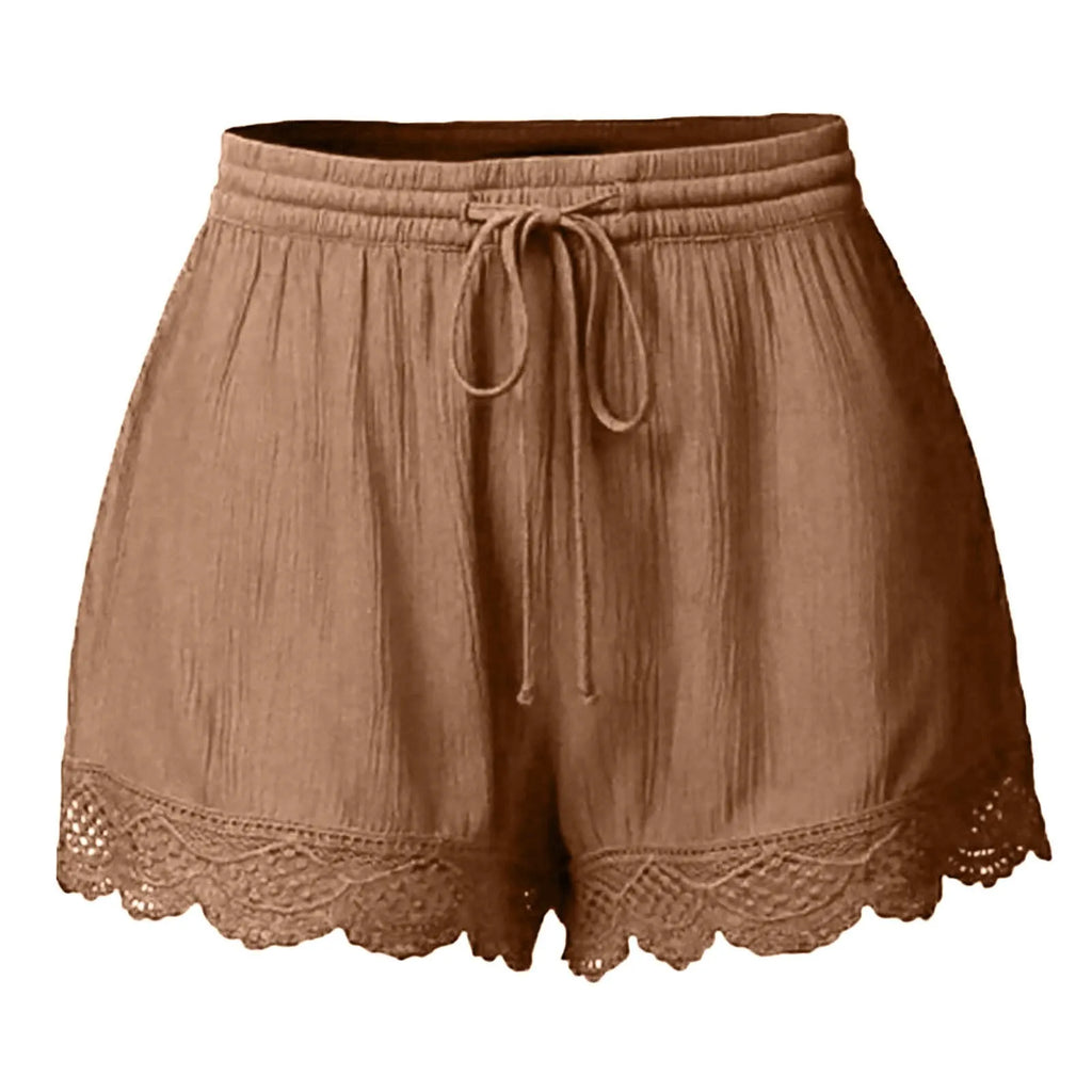 Women Lace Up Shorts Summer Casual Elastic Waist Wide Leg Sweat Fitness Running Short 2024 High Quality Thick Fabric Mini Shorts