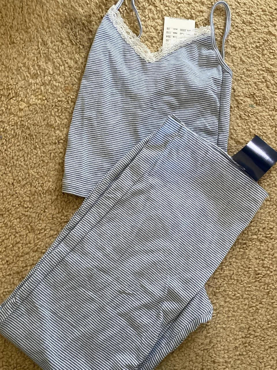 Skull Print Gray Vest Pants 2 Pieces Set Pajama Woman Sleeveless Slim Tank Top High Waist Straight Long Pant Cotton Vintage Sets