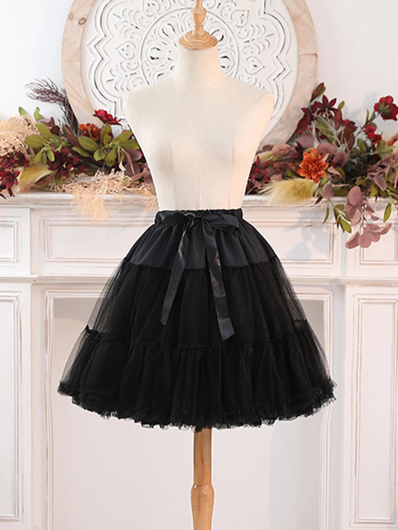 90s Clothes Vintage Black Petticoat Skirts Lolita Lace Puffy Tutu Crinoline Underskirt No Hoops Skirt Under Wedding Dresses