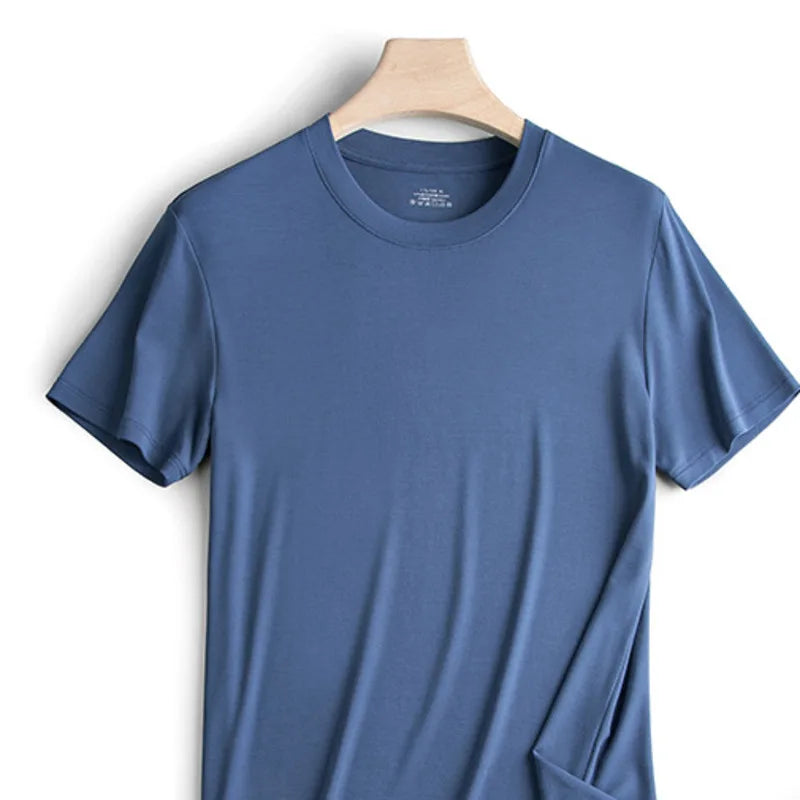 94% Modal 6% Spandex Summer Short Sleeve T-shirt Men Crew Neck Solid Color Casual Underwear Brand High Quality Mens Clothing New