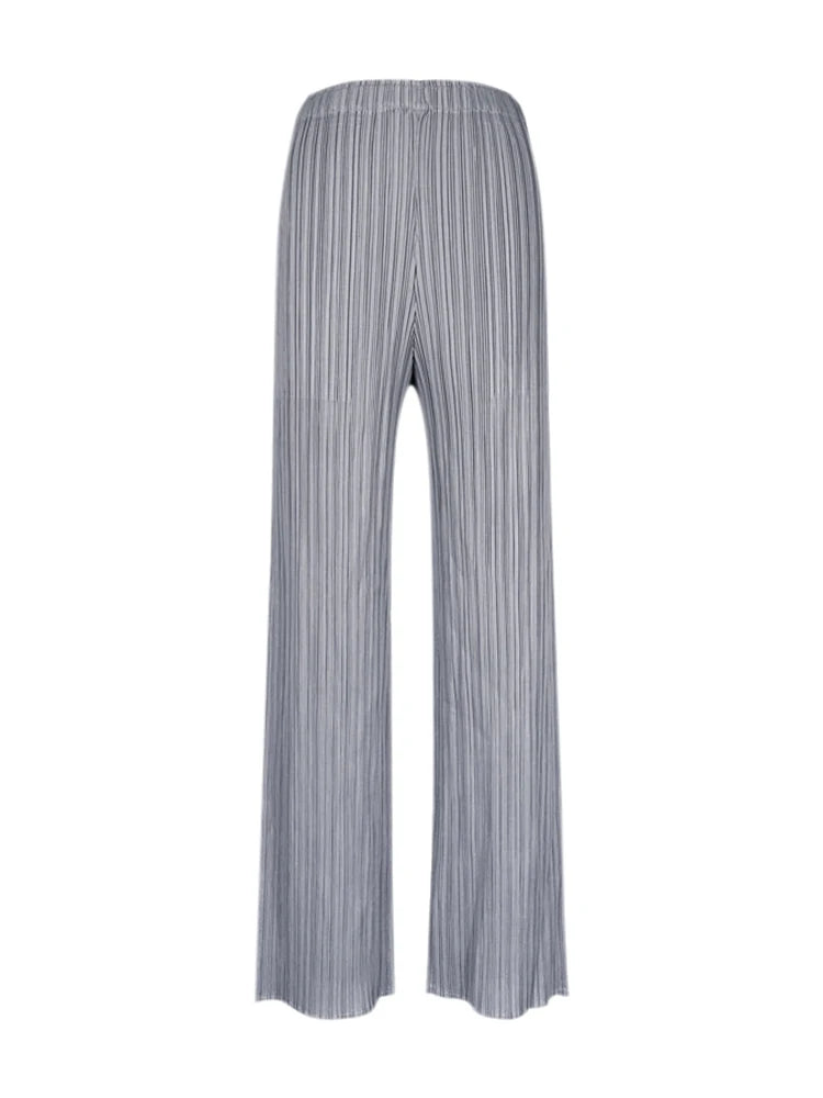 Spring Summer Autumn Women's Casual Elegant Miyake Designer Classical Loose Straight Pleated Pants High Waist Trousers In Stock