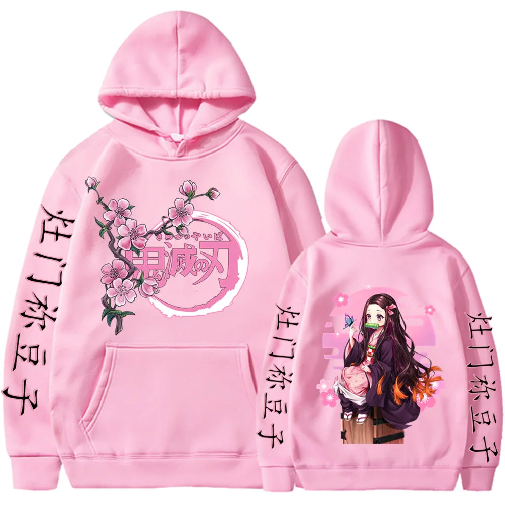 Kamado Nezuko Graphic Print Hooded Anime Demon Slayer Streetwear Men Women Hoodies Oversized Sweatshirt Harajuku Unisex Pullover