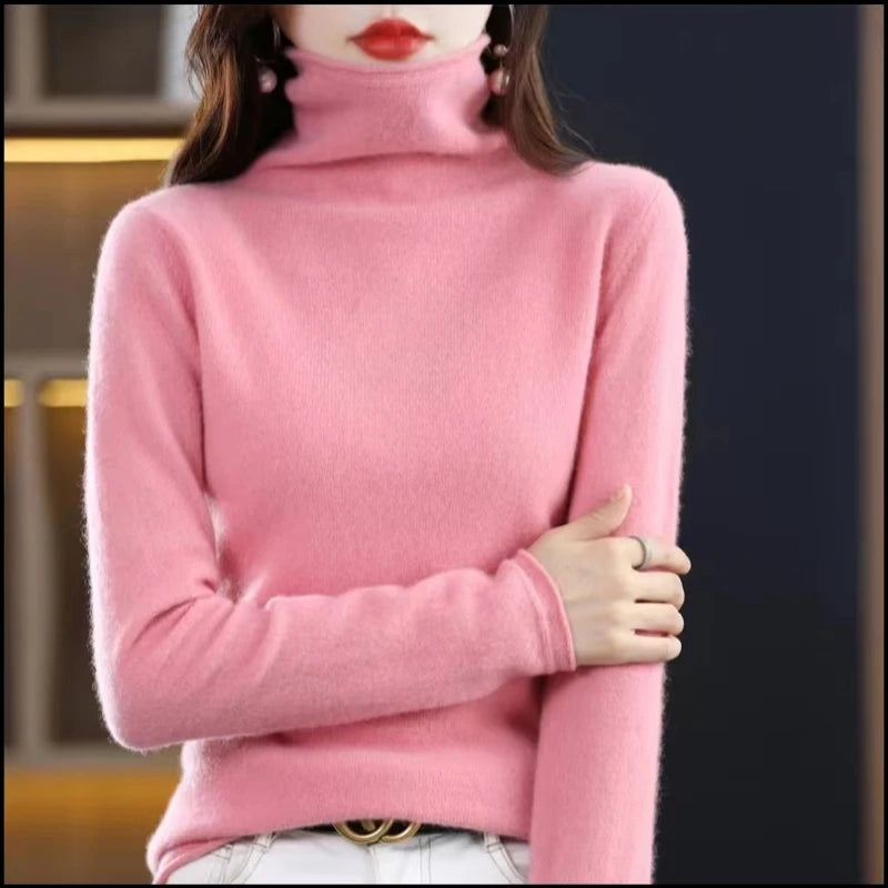 New 100% Merino Wool Turtleneck Cashmere Sweater In Autumn And Winter Women's Casual Knitted Coat Women's Coat Korean Fashion