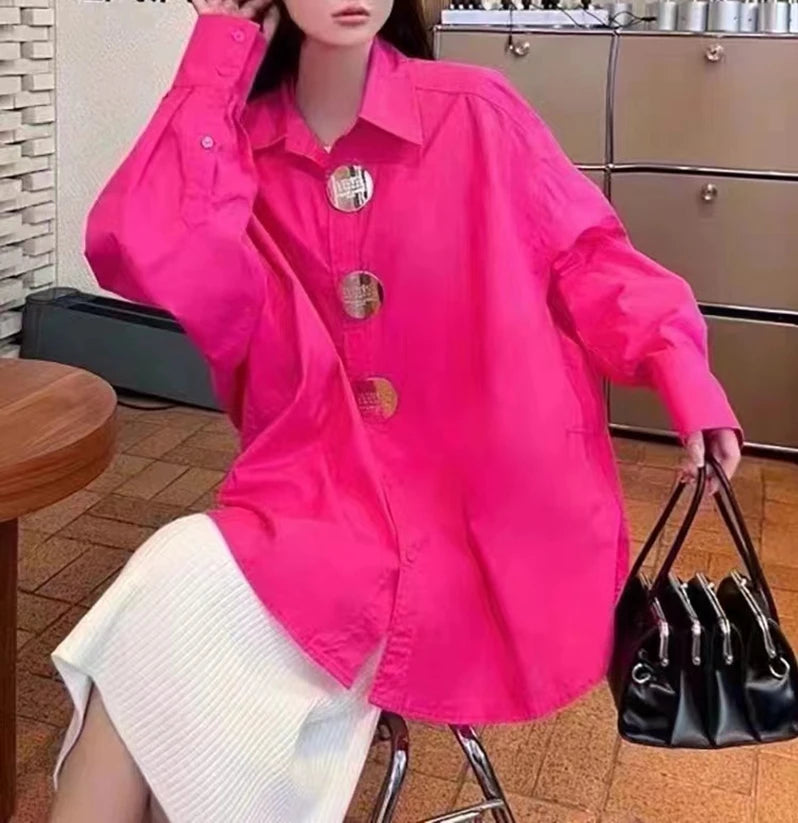 Loose Casual Oversized Cotton Mid-length Shirts and Blouses For Women's Clothing Sales Elegant Top Woman 2024 Spring