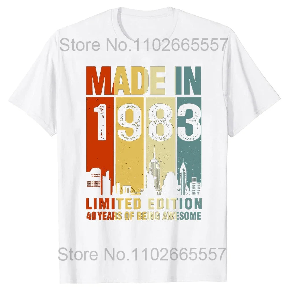 41 Years Old Made in 1983 Classic Original Vintage  T Shirt for Men Father Days Gift Idea Classic Accessories TShirt Cotton Tees