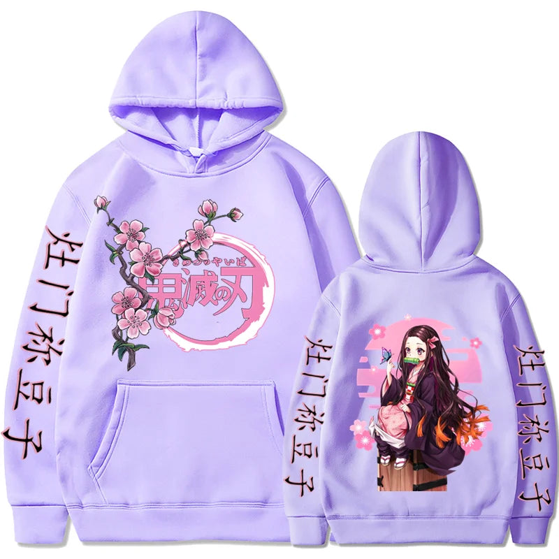Kamado Nezuko Graphic Print Hooded Anime Demon Slayer Streetwear Men Women Hoodies Oversized Sweatshirt Harajuku Unisex Pullover