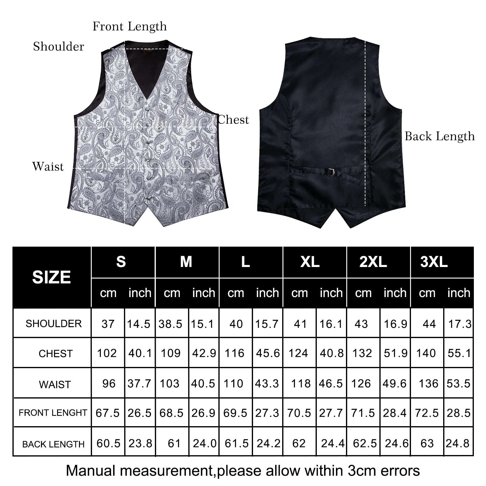 Luxury Silver Gray Paisley Suit Vest Men Tuxedo Blazers Wedding Party Waistcoat Neck Tie Set Casual Sleeveless Jacket