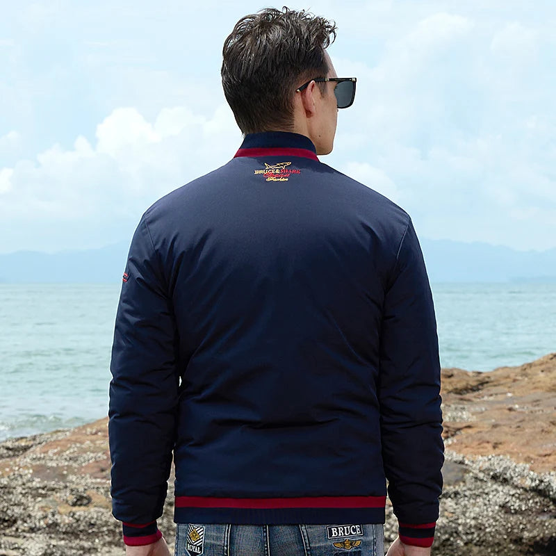 New Men‘s Jacket Thick Cotton Inner Embroidery Bruce&Shark Winter Men Coats Loose Casual Fashion Male Outwear Big Size 4XL