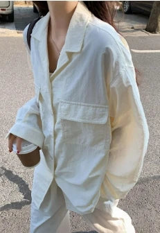 2Colors Korean style long sleeve blouses 2022 Spring Autumn womens Loose Pleated Chiffon tops and blouse Outwear Shirts(C0001)