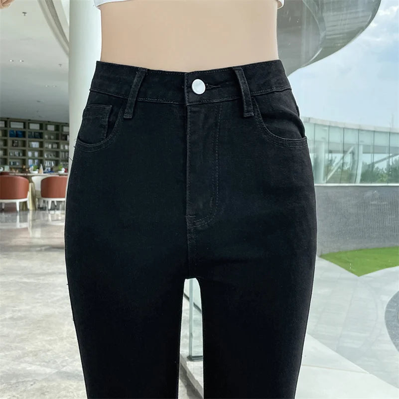 Women Stretch Jeans Lady Slim Skinny Pencil Jeans High Waist Vintage Pants Girls Leggings Straight Leg Korea Fashion Trousers