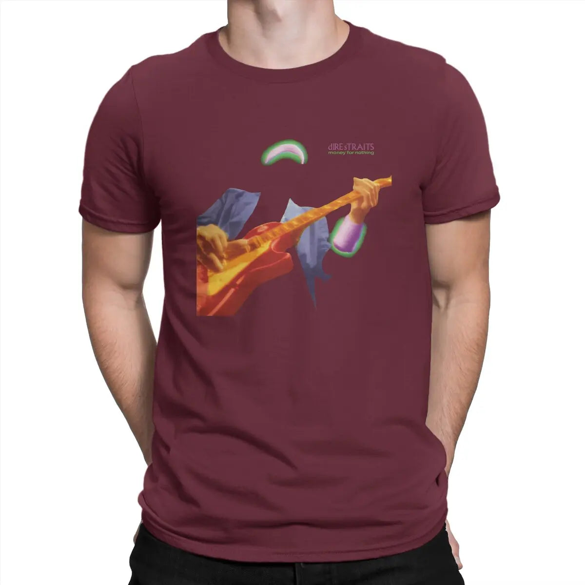 Funny Money For Nothing Music T-Shirts Men O Neck 100% Cotton T Shirts Dire Straits Band Short Sleeve Tees 6XL Clothes