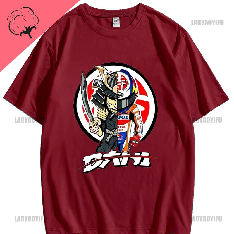T-Shirt Men Harajuku Streetwear Dani Pedrosa Official Samurai T Shirt Printed T-Shirt Boys Top Cotton Tee Fashion