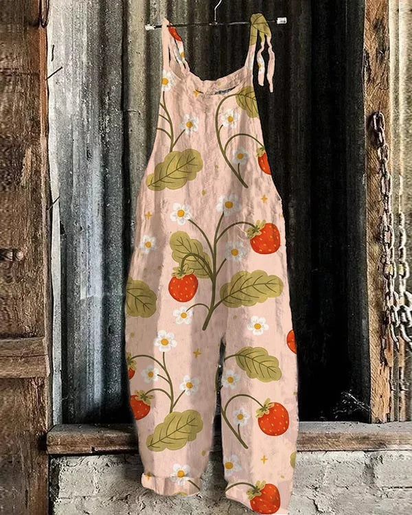 Women's Summer Bohemian Casual Jumpsuit Wide Leg Overalls Fruit 3D Print Loose Jumpsuit Pants