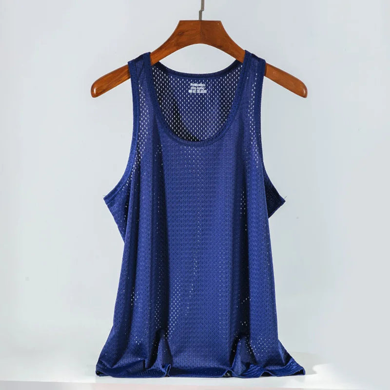 Summer Mesh Tank Top Men Gym Fitness Quick Dry T-shirt Mens Clothing Slim Fit Bodybuilding Sleeveless Shirts Men Basketball Vest