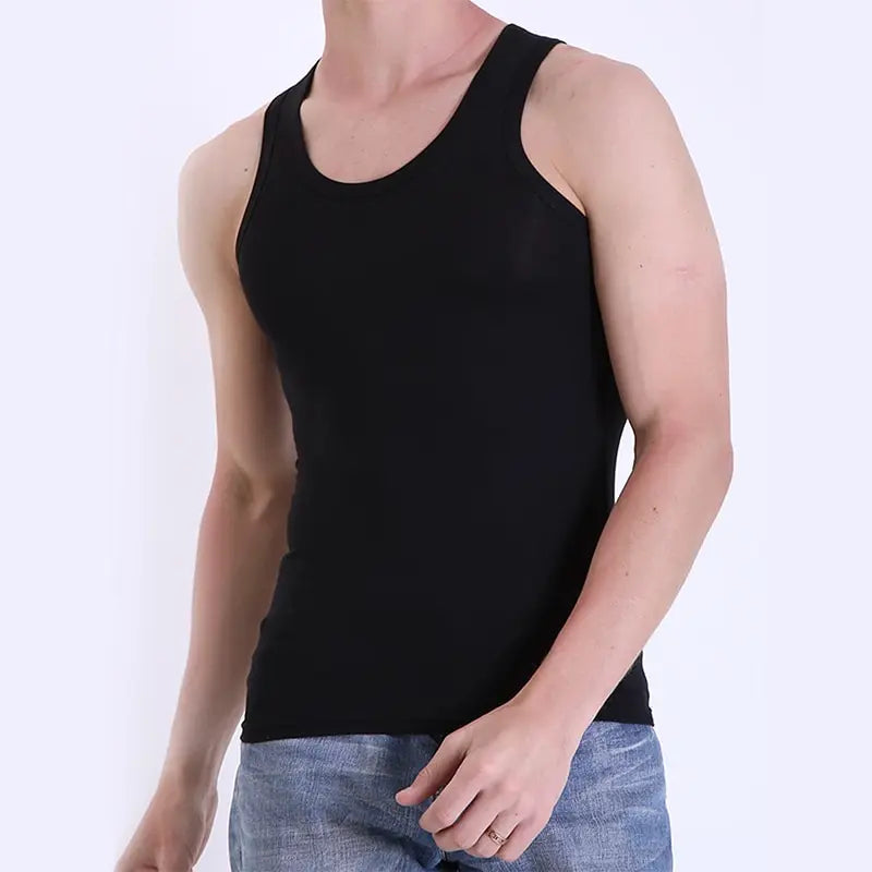 5-piece European and American Size MEN'S Cotton-based Simple Joker Vest plus Size Fitness Sleeveless T