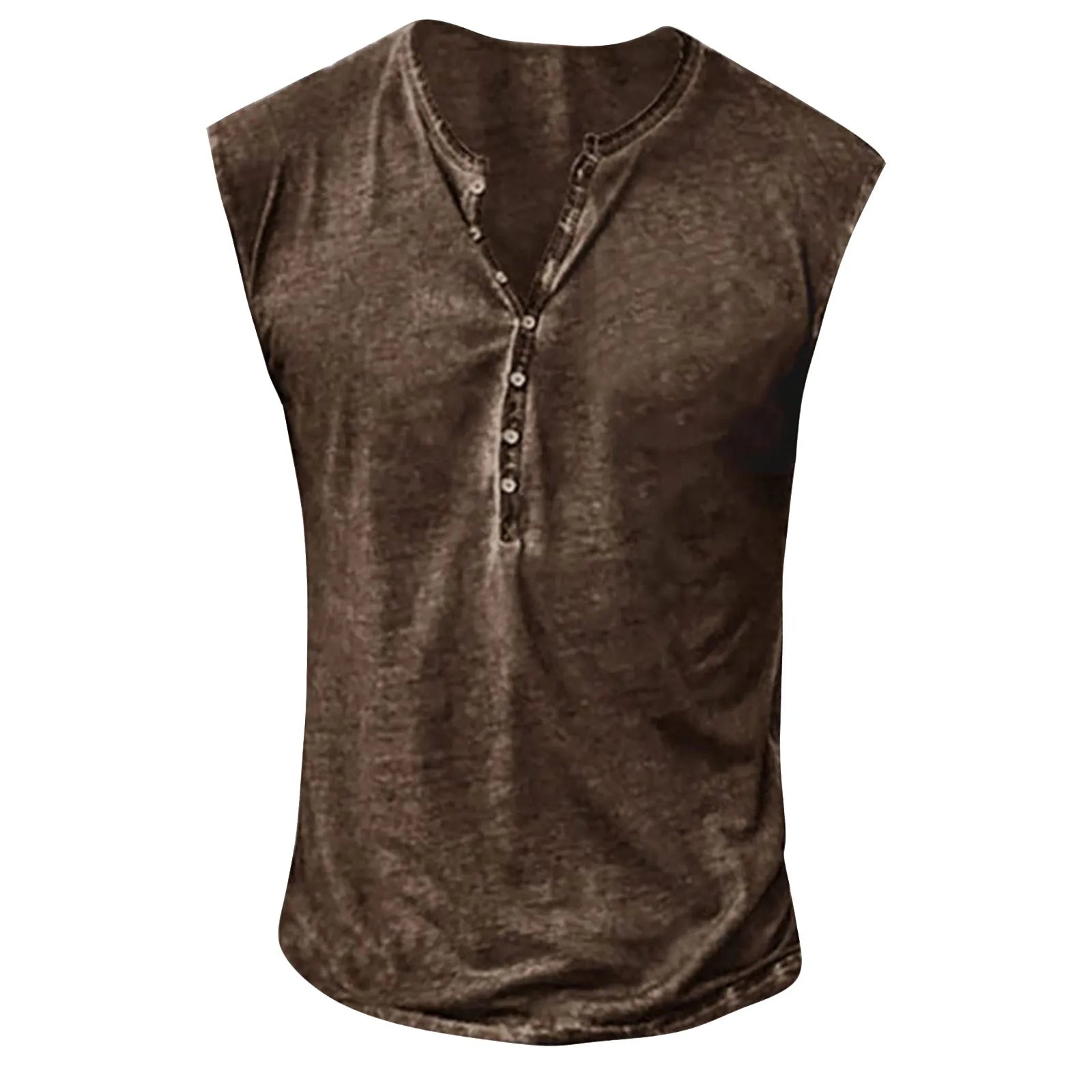 Men’s Summer Washed Fabric Surf Beach Cool Top Large Size Casual Breathable Sleeveless Top Loose Printed Tank Top With Buttons