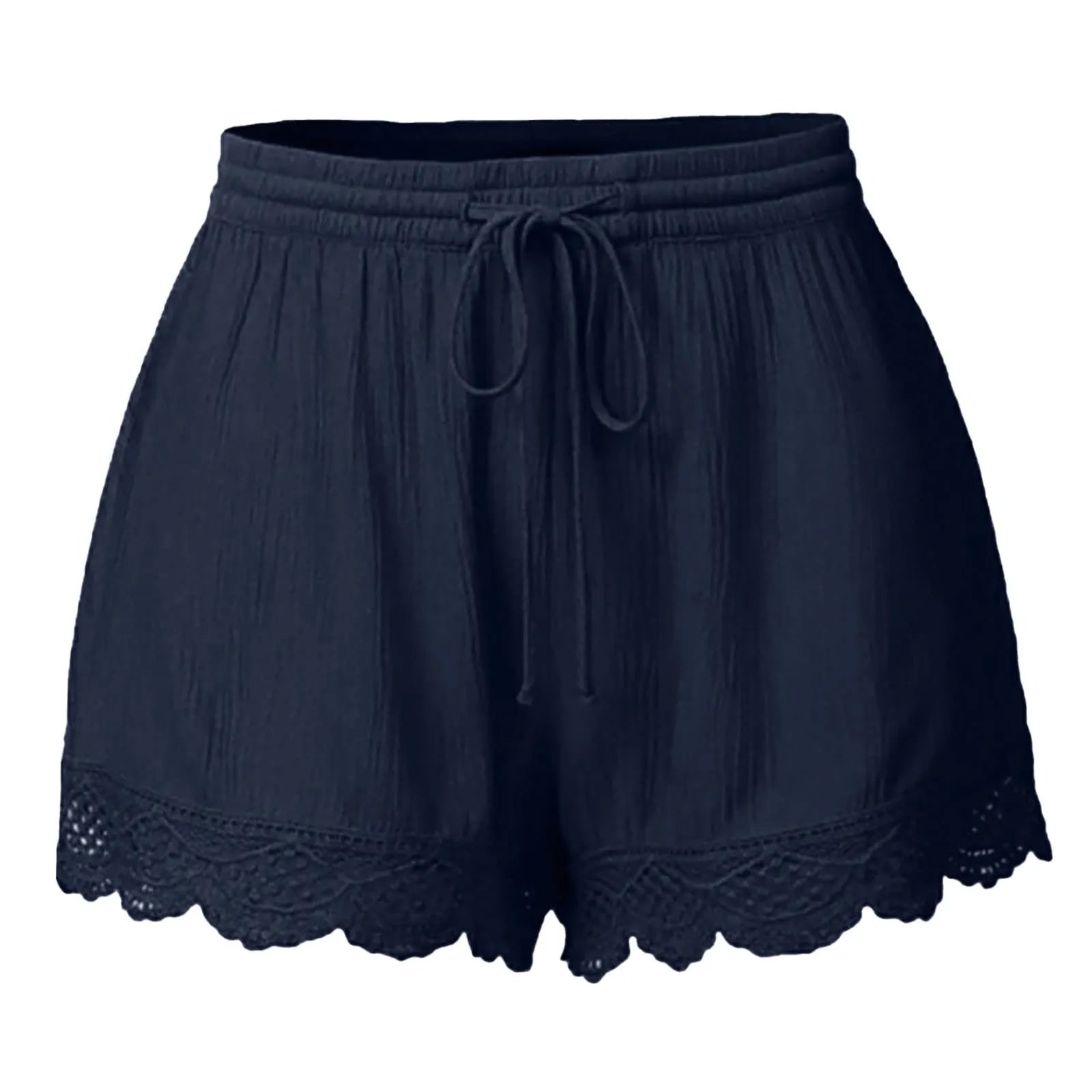 Women Lace Up Shorts Summer Casual Elastic Waist Wide Leg Sweat Fitness Running Short 2024 High Quality Thick Fabric Mini Shorts