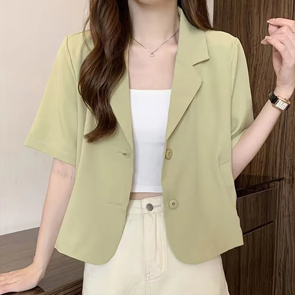Summer Blazers Women Simple Leisure Loose Korean Style Youth Single Breasted Ladies Temperament Simple Fashion Classic
