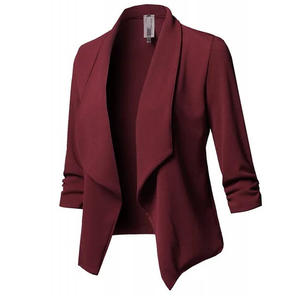 Women Solid Folds PU Leather Button Turn Down Collar Bodycon Working Black Blouse Tops