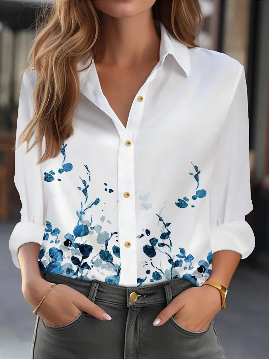 Elegant Loose Blouse Woman Fashion Temperament Long Sleeve Woman Shirt Printed Casual Woman Shirt Holiday Top