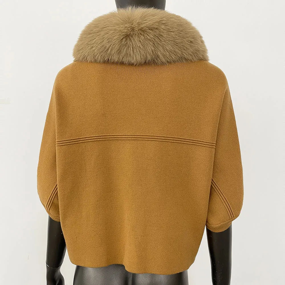 FURYOURSELF 2025 Autumn Winter Women's Short Knitted Sweater with Artificial Fur New Brazilian Best-selling Women's Cardigan