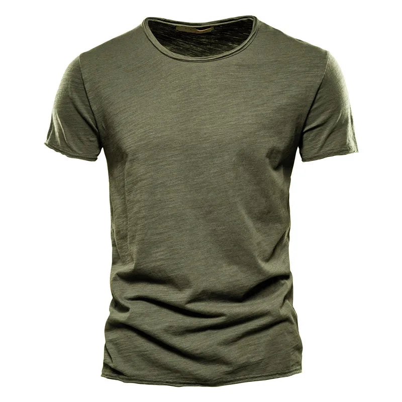 Men's T Shirt Pure Color Round Collar Short Sleeved Tops Tees High Quality Cotton Men T-Shirt Fashion Slim Man T Shirt For Men